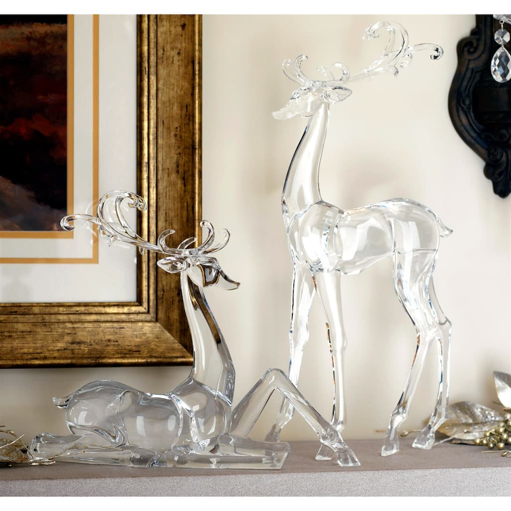 Deer Acrylic Christmas Figurines - 17.75" - Set of 2