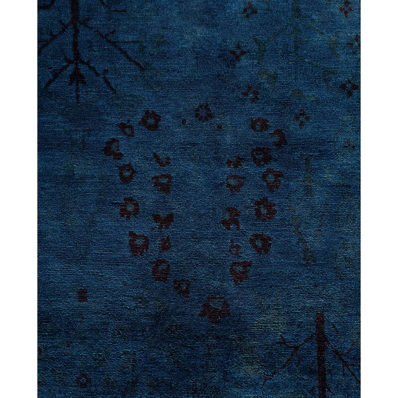 Overdyed One-of-a-Kind Hand-Knotted Area Rug - Blue - 9' 0" x 12' 1"