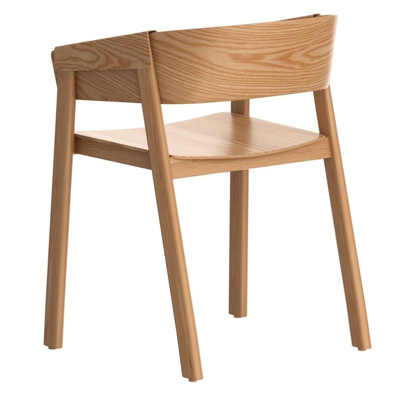 Mid-Century Modern Solid Wood & Oak Veneer Dining Chair, Set of 4 - Black