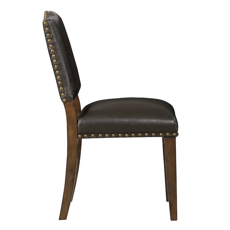 Faux Leather Dining Chair with Nail Heads - Set of 2