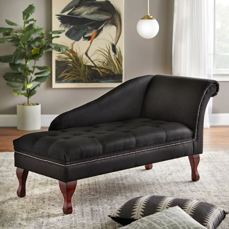 Simple Living Storage Chaise Lounge - Black