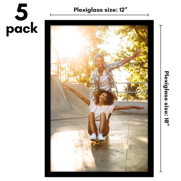 dimension image slide 16 of 22, Americanflat 5 Pack of Picture Frames with Mat - Plexiglass Cover