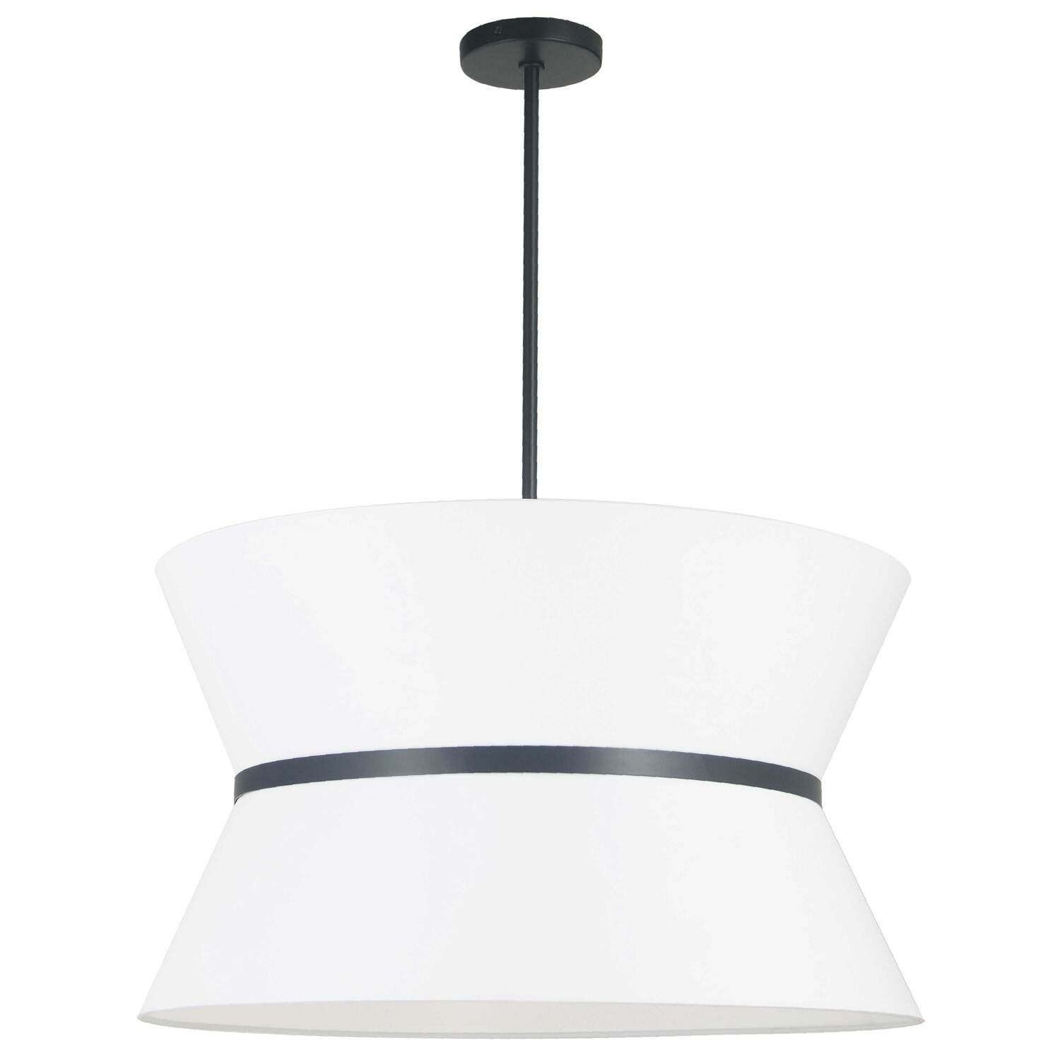 4 Light Chandelier Matte Black Pendant Light with White Shade for Dining Room - 5