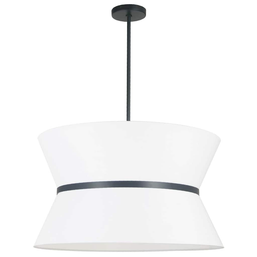 4 Light Chandelier Matte Black Pendant Light with White Shade for Dining Room - 5