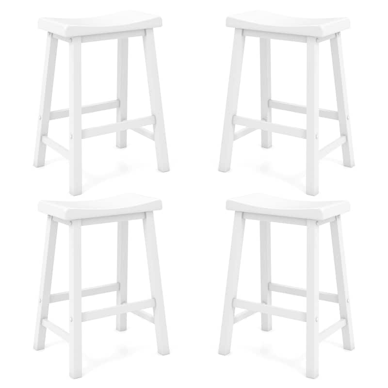Gymax Set Of 4 Saddle Bar Stools Counter Height Dining Chairs w/ - Counter Height - White - Set of 4