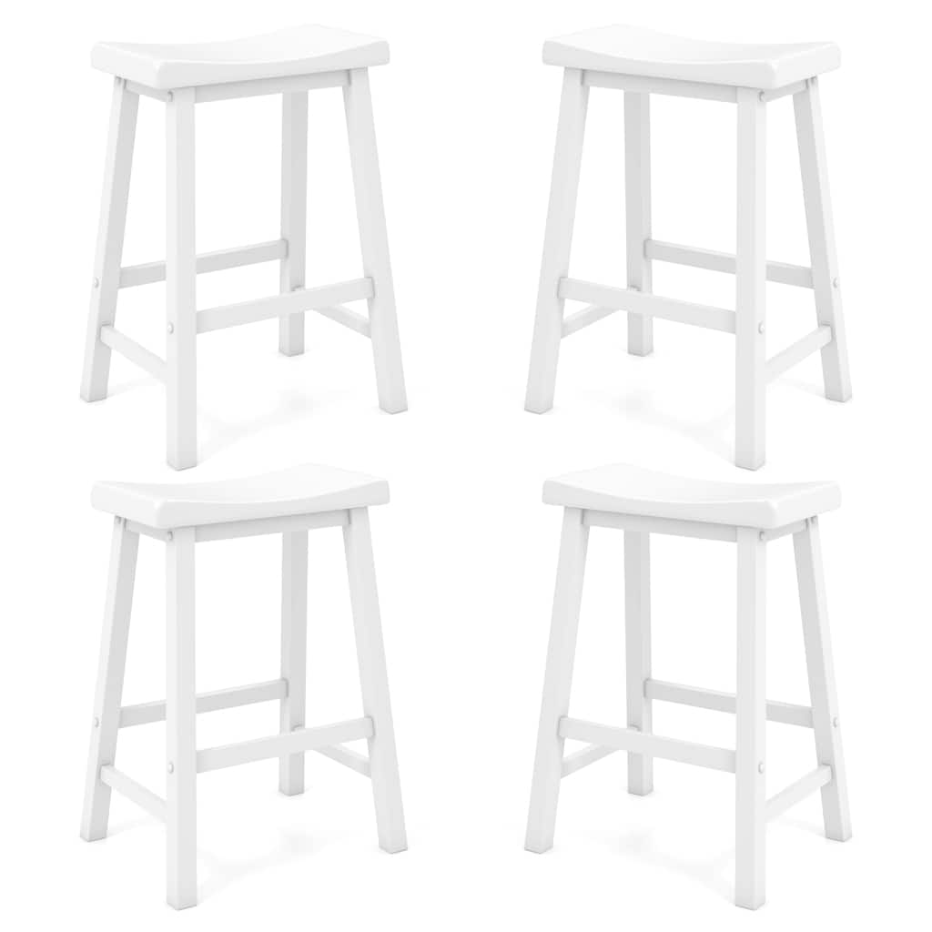 Gymax Set Of 4 Saddle Bar Stools Counter Height Dining Chairs w/