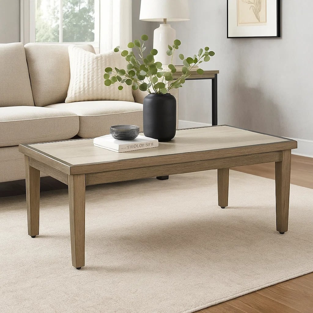 Inaya Outdoor Coffee Table, Brown, Beige Sintered Stone Top, 49 Inch