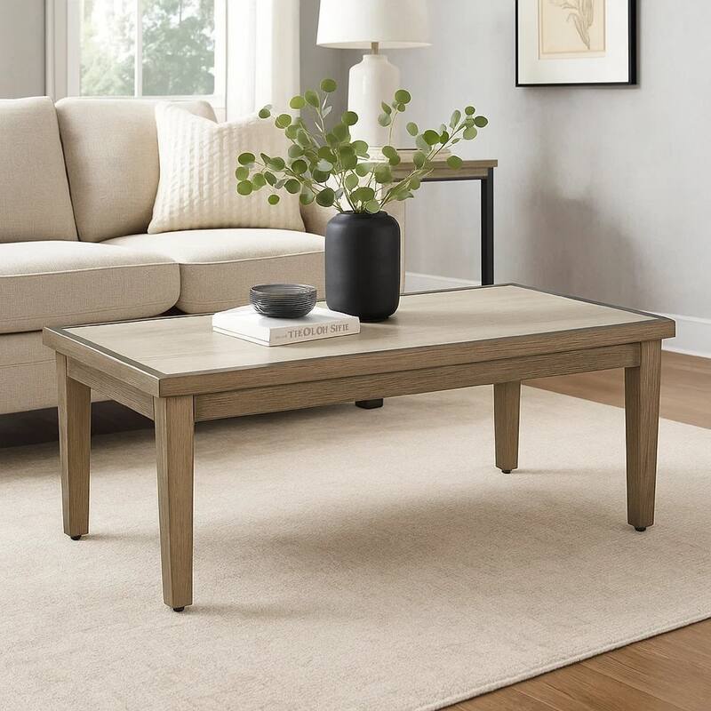 Inaya Outdoor Coffee Table, Brown, Beige Sintered Stone Top, 49 Inch