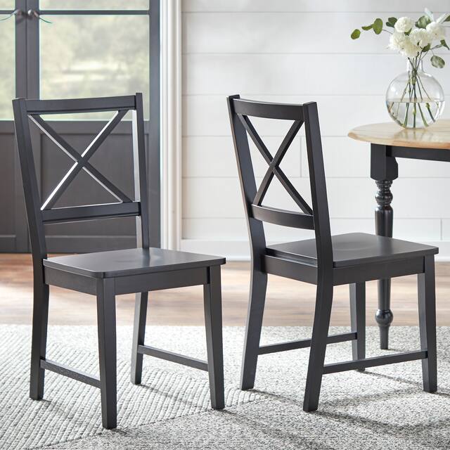 Simple Living Solid Wood Crossback Dining Chairs (Set of 2) - Black