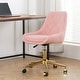preview thumbnail 4 of 43, Modern Teddy Fleece Fabric with Metal Legs with Lift Adjustment, Swivel Office Chair Pink/Gold