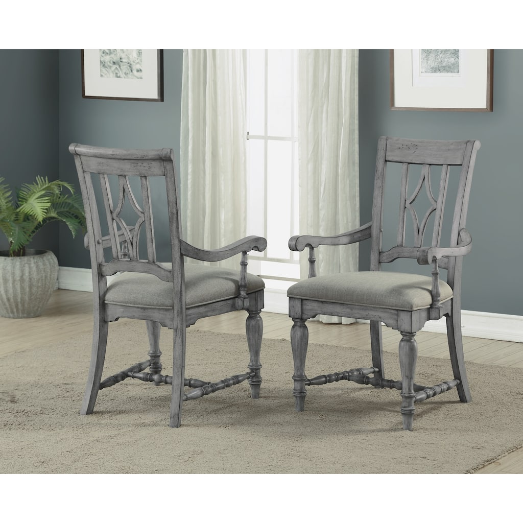 Plymouth Gray Wood Upholstered Arm Dining Chair by Flexsteel - 24" x 40" x 26"