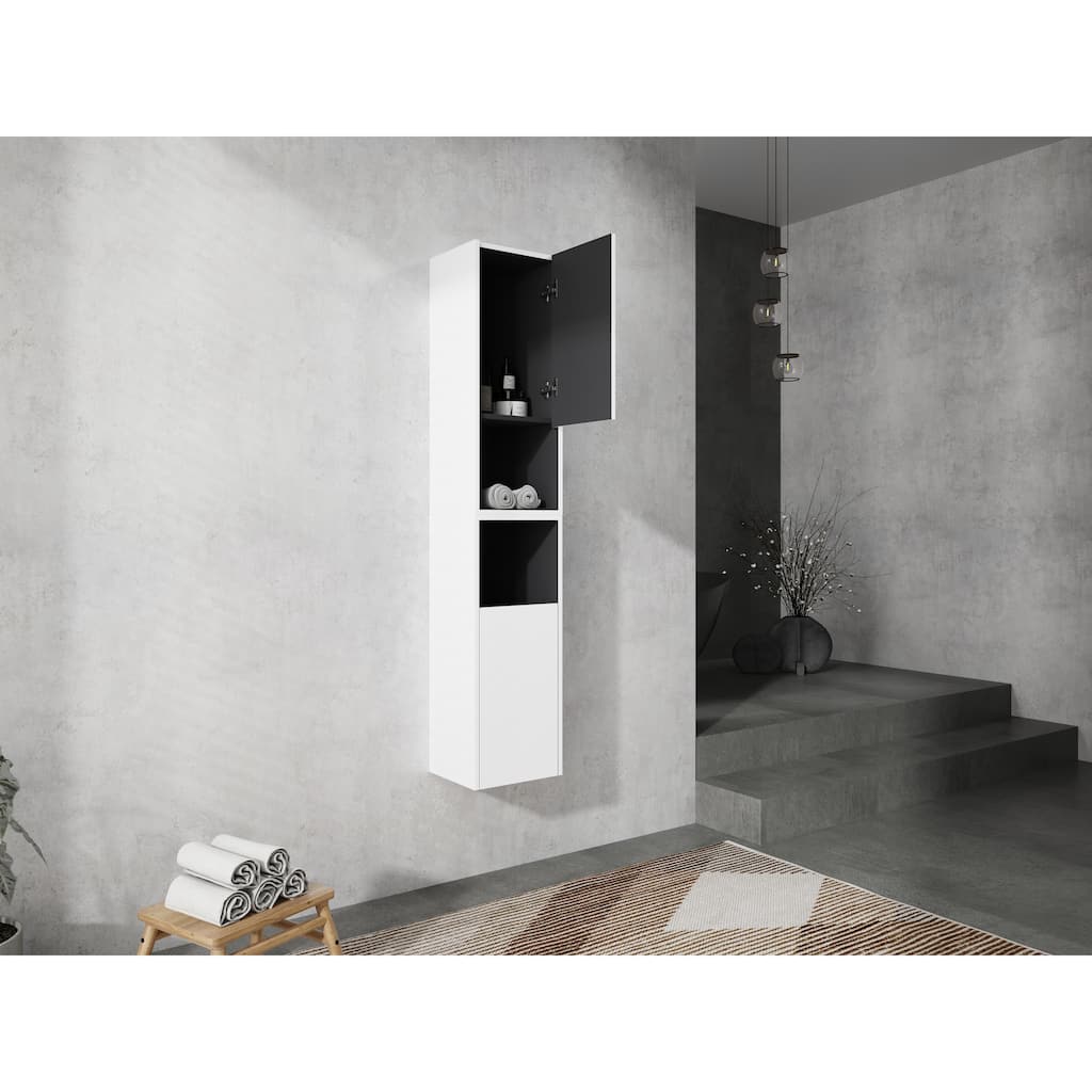 12" Bathroom Side Cabinet,2-Soft Close Doors,Float Mounting Design