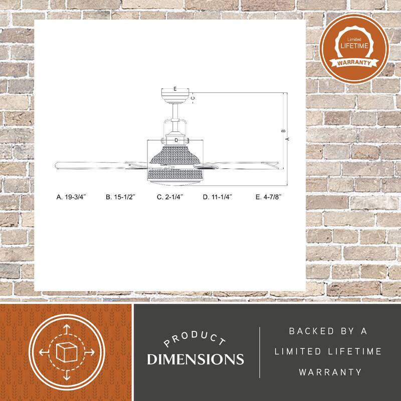 Walton 52 In. Bronze Loft Ceiling Fan with LED Light Kit and Remote - 52-in W x 19.75-in H x 52-in D