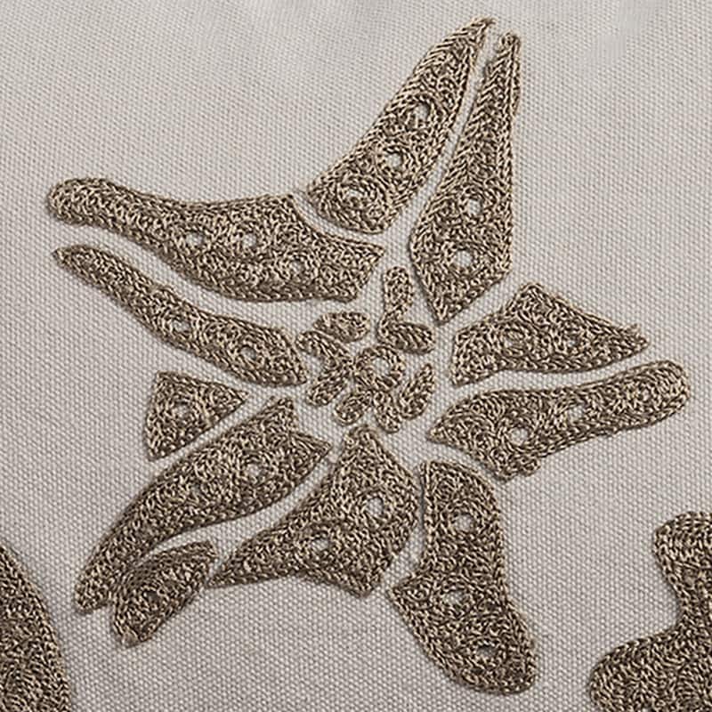 Rizzy Home Neutral Ivory and Tan Seashell Throw Pillow