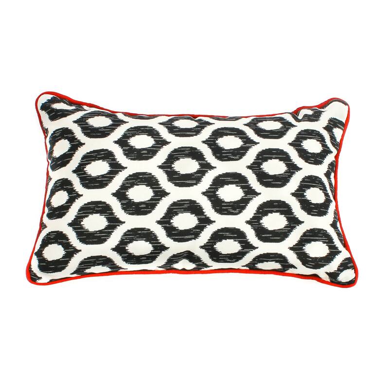 Jiti Outdoor Waterproof Sunbrella Bohemian Eclectic Bold Eye Patterned Rectangle Lumbar Pillows Cushions for Pool Patio Chair - Black/White/Red