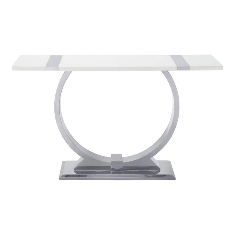 Furniture of America Carra Modern 3-Piece Stainless Steel O-Shaped Trestle Base Coffee Table Set