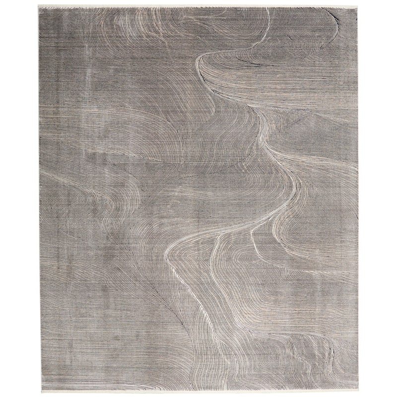 Calvin Klein Balian Modern Fringed Grey Area Rug