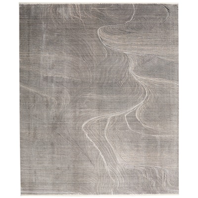Calvin Klein Balian Modern Fringed Grey Area Rug