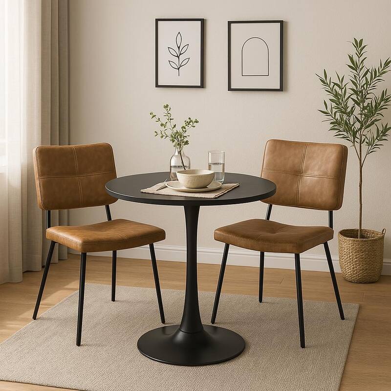 Homy Casa 31.5" Round Pedestal Dining Table for Modern Kitchen or Bistro Spaces