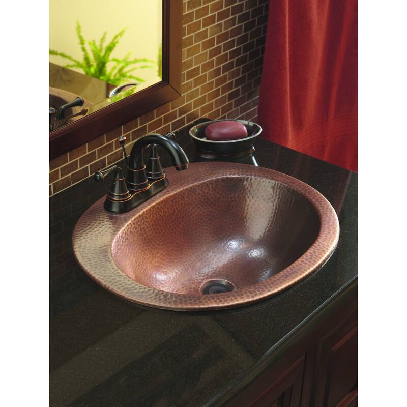 Seville Antique Copper 20" Oval Drop-In Bath Sink with Care Kit