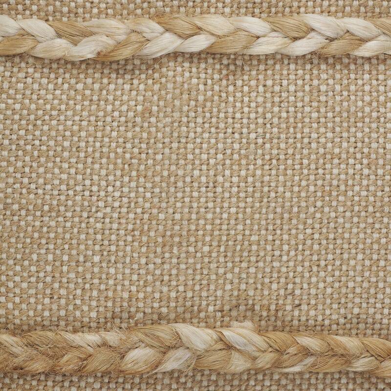 24" Black and Taupe Striped Square Throw Pillow with Jute Braiding