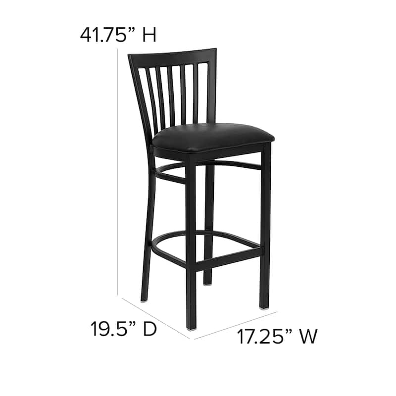 School House Back Metal Restaurant Barstool - 17.25"W x 19.5"D x 41.75"H