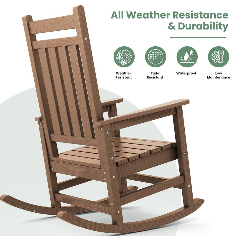 HDPE Outdoor Patio Rocking Plastic Adirondack Chair