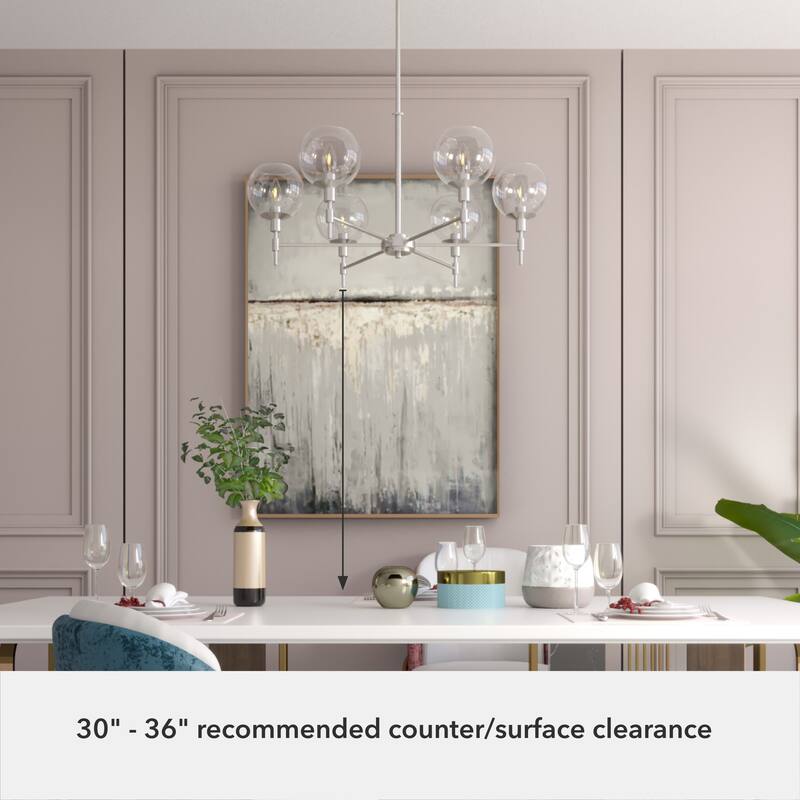 Hunter Xidane Metal and Glass Orb Chandelier - Entry, Kitchen or Dining Room Table, Bedroom - Mid-Century Modern, Transitional