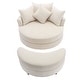 preview thumbnail 45 of 57, Roomfitters Modern 360° Swivel Barrel Chair with Hidden Storage Ottoman, Chenille Upholstery and Four Pillows