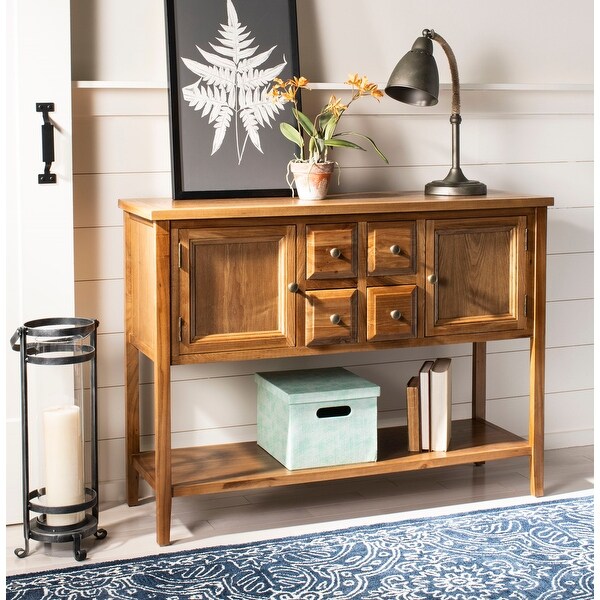 Safavieh Brighton Oak Finish Storage Sideboard - 45.7" x 15" x 34". Opens flyout.