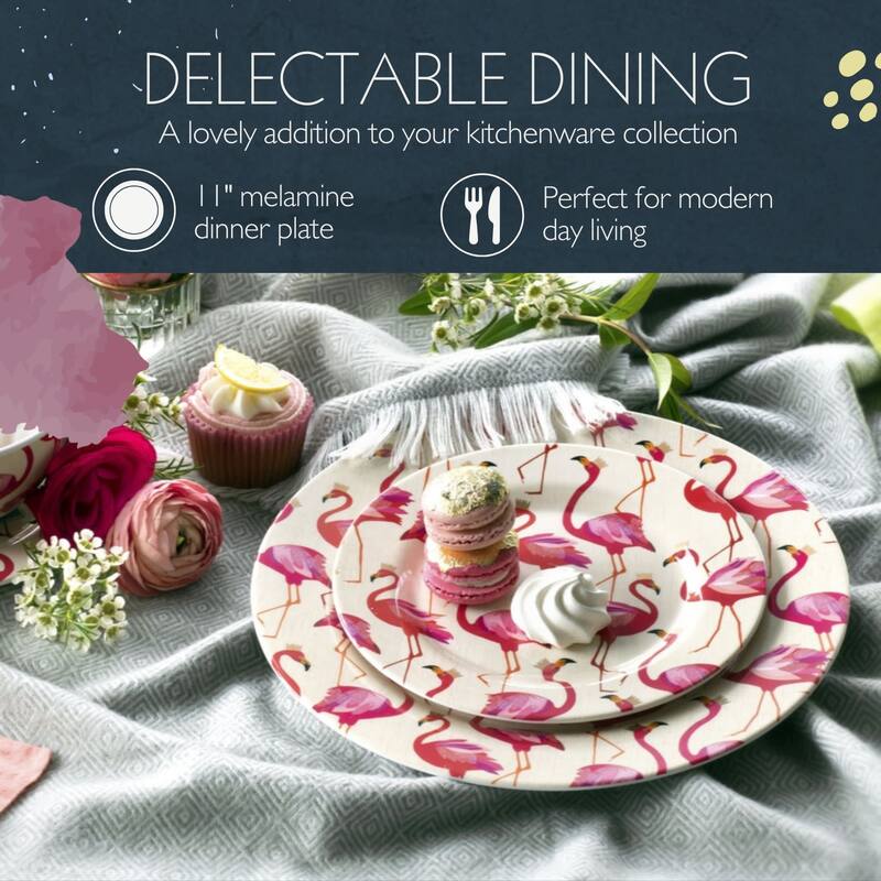 Portmeirion Set of 4 Sara Miller Flamingo Melamine Plates