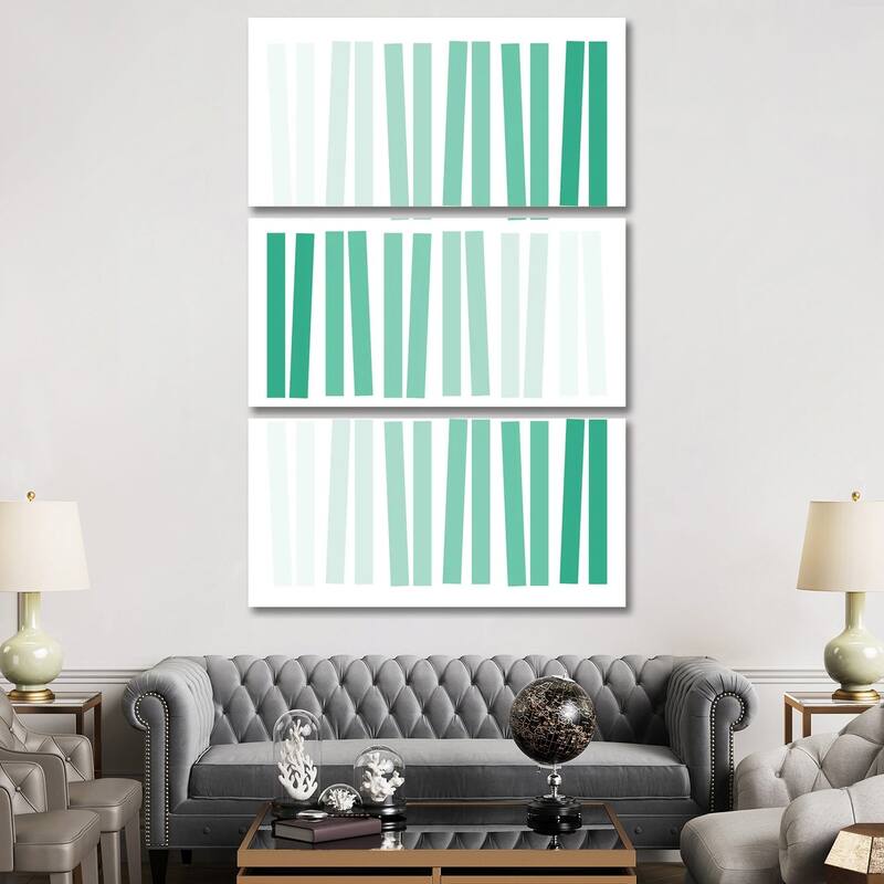 iCanvas "Dancing Bars In Teal" by blursbyai 3-Piece Canvas Wall Art Set