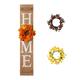 Glitzhome 42"H Wooden "HOME" Porch Sign with 3 Changable Floral Wreaths - Brown