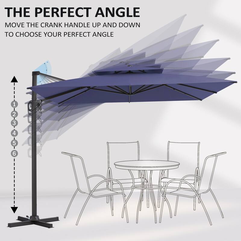 Pellebant 10'X10 FT Outdoor Patio Square Cantilever Umbrella with Double Top