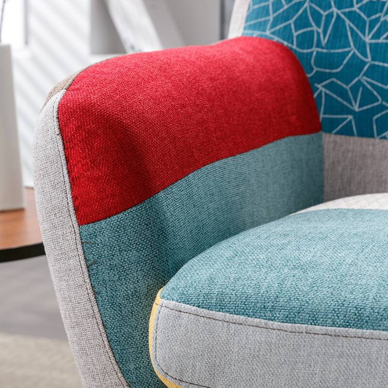 Mid Century Modern Fabric Accent Chairs with Rubber Wood Legs for Living Room