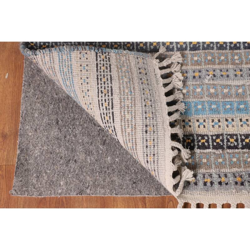 Striped Moroccan Oriental Area Rug Handmade Wool Carpet - 8'1" x 10'3"