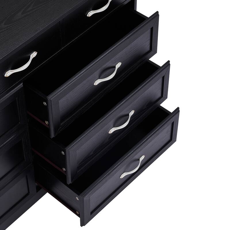 9 Drawer Dresser for Bedroom Makeup Vanity Desk, Wood Chest of Drawers