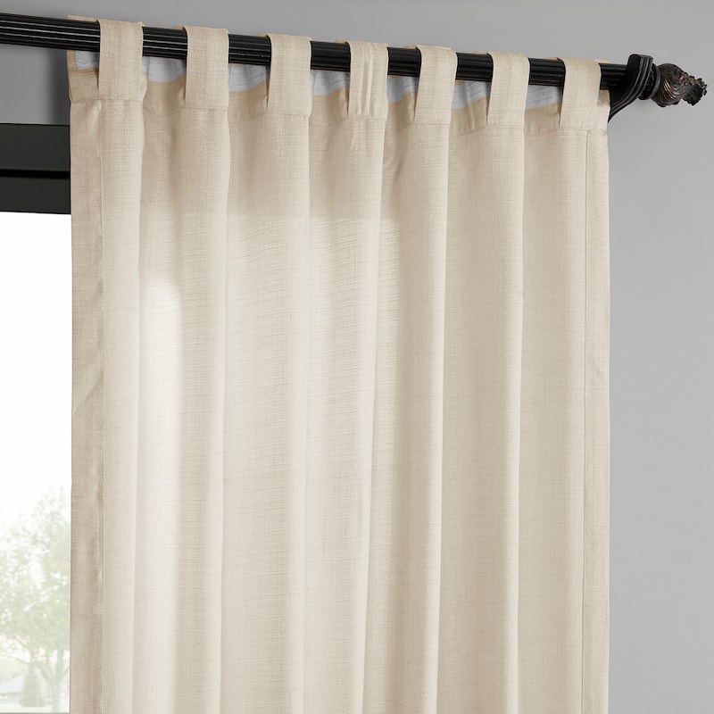 Exclusive Fabrics Raw Linen Weave Light Filtering Curtains for Bedroom & Living Room Curtains Pair - 2 Panel Drapes