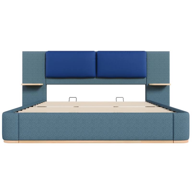 Upholstered Platform Bed with Panel, Soft Rounded Corners