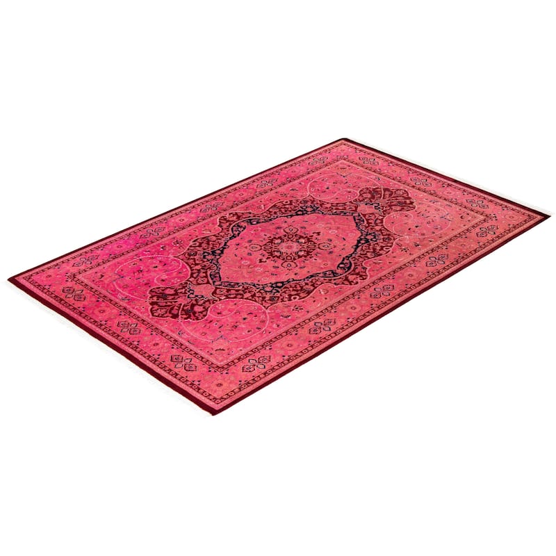 Fine Vibrance, One-of-a-Kind Hand-Knotted Area Rug - Pink, 4' 6" x 7' 3" - 4' 6" x 7' 3"