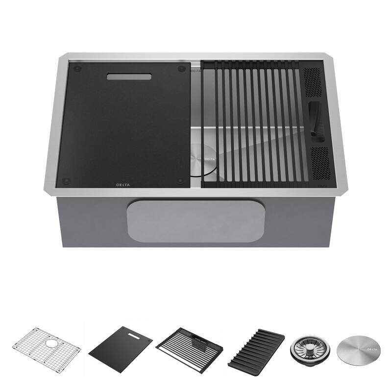 Delta Rivet 27� Workstation Kitchen Sink Undermount 16 Gauge Stainless - Stainless Steel