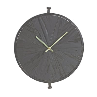 Round Wooden Wall Clock with Suspended Stand - 17.75" - Black