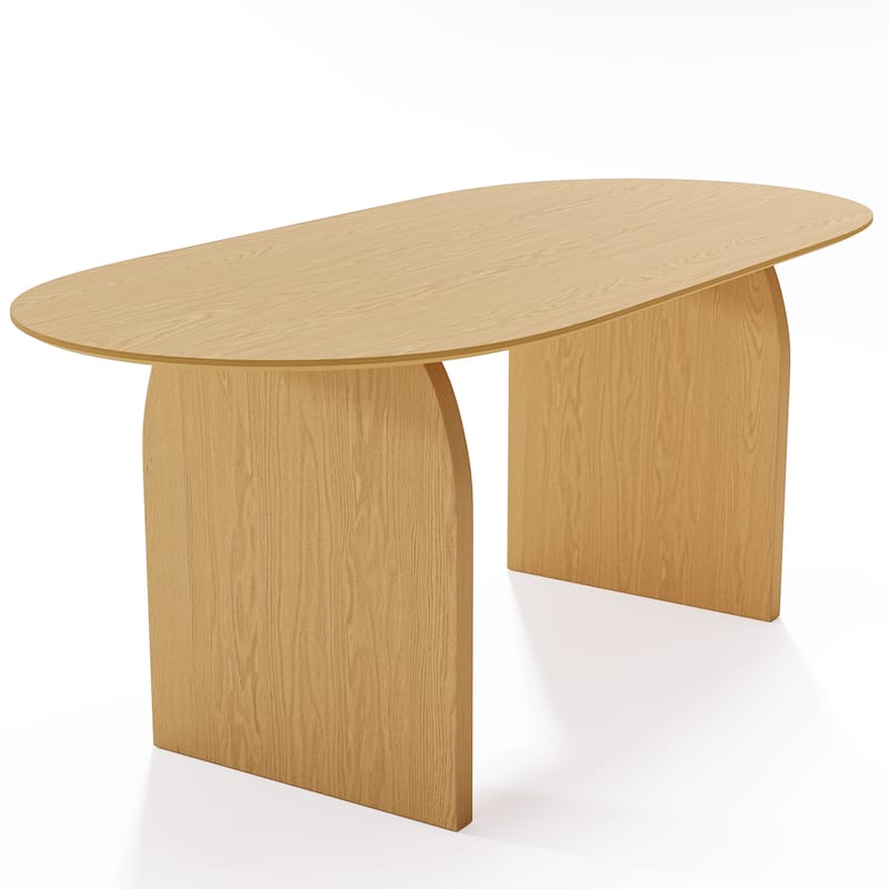 Solid Wood Dining Table with Arched Legs Oval Kitchen Table for Dining Room