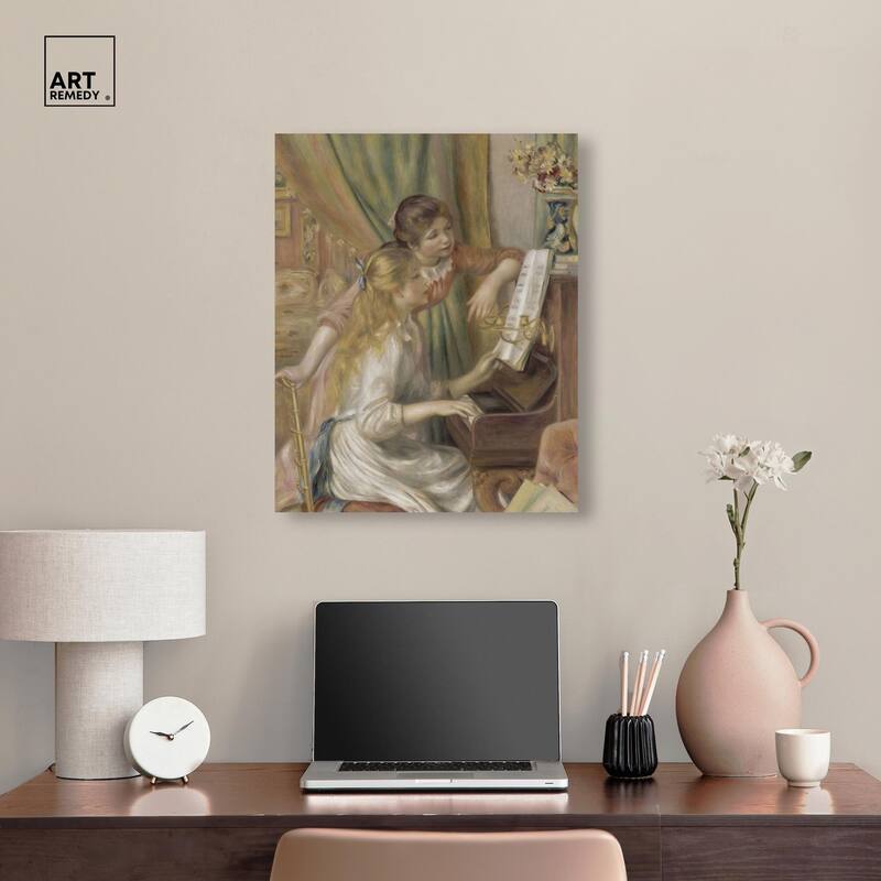 Young Girls at the Piano Canvas by Art Remedy, Gallery Wrapped