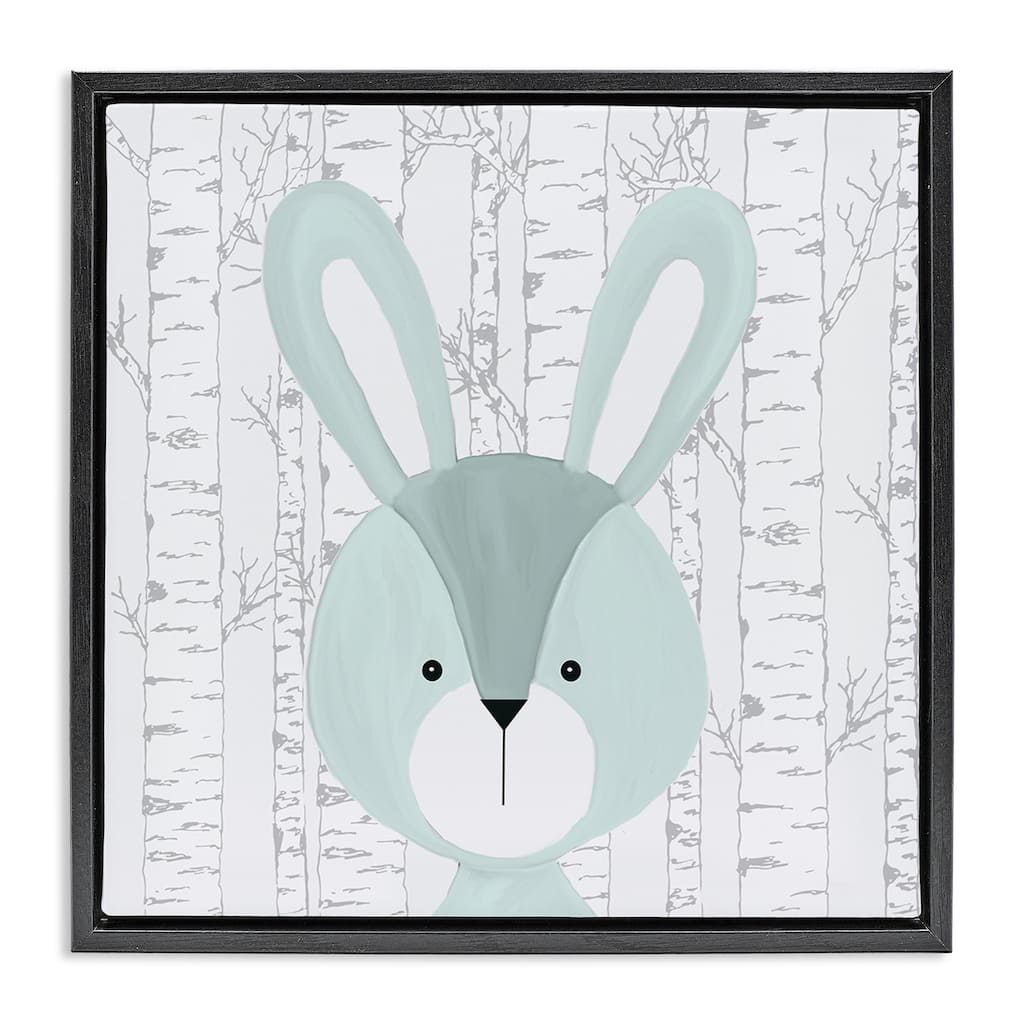 Stupell Charming Bunny on Birch Framed Floater Canvas Wall Art Design By Kim Allen