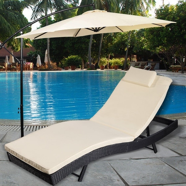 Costway Adjule Pool Chaise Lounge Chair Outdoor Patio Costway Adjule Pool Chaise Lounge Chair Outdoor Patio Furniture Pe Wicker W Cushion Black