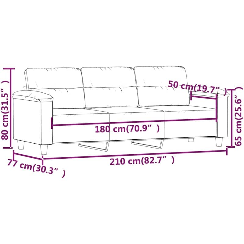 vidaXL Sofa Chair Living Room Upholstered Chair with Armrest Microfiber Fabric