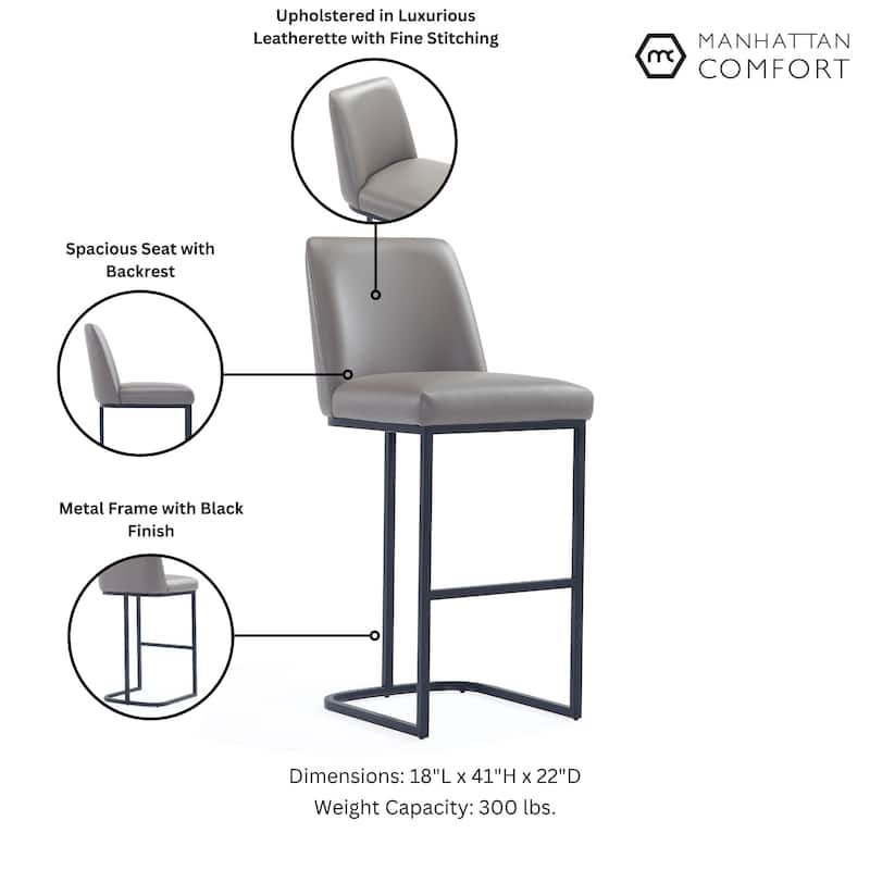Manhattan Comfort Serena Modern Faux Leather Upholstered Counter Barstool