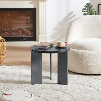 Round Coffee Table Modern Small Table with Laminate Top, Oak Decorative Countertops and Frame, for Living Room and Office