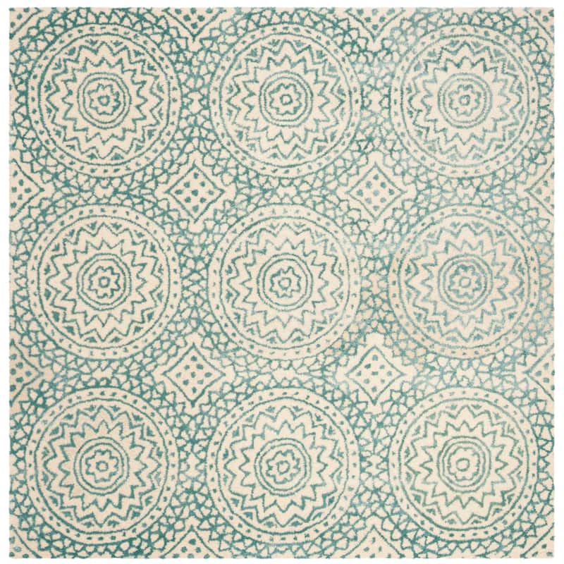 SAFAVIEH Handmade Bella Heita Modern Floral Wool Rug - 5' Square - Ivory/Blue